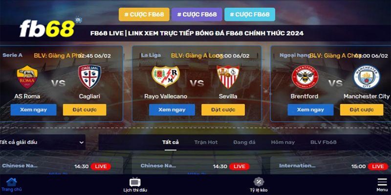 Fb68Live - Link Truy Cập Xem Trực Tiếp Bóng Đá Miễn Phí 3 FB68 live trực tiếp bóng đá với chất lượng tuyệt vời nhất